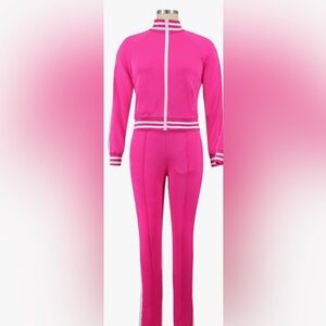 NWT- Women's Pink Cold Shoulder Tracksuit Set